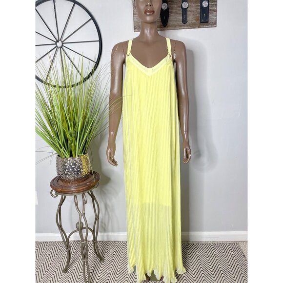 THALIA SODI Women's Yellow Pleated Maxi Dress Size XL - Picture 1 of 10